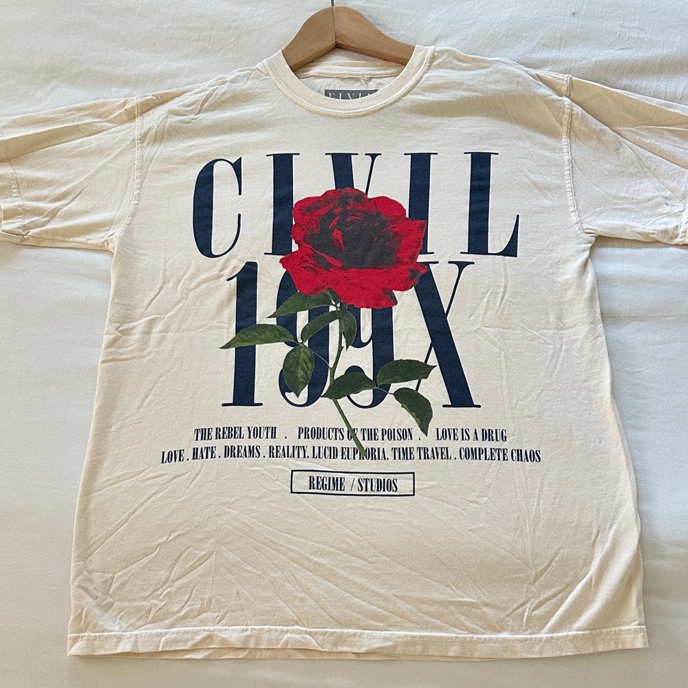 Civil Regime 1990 Roses Tee in Cream